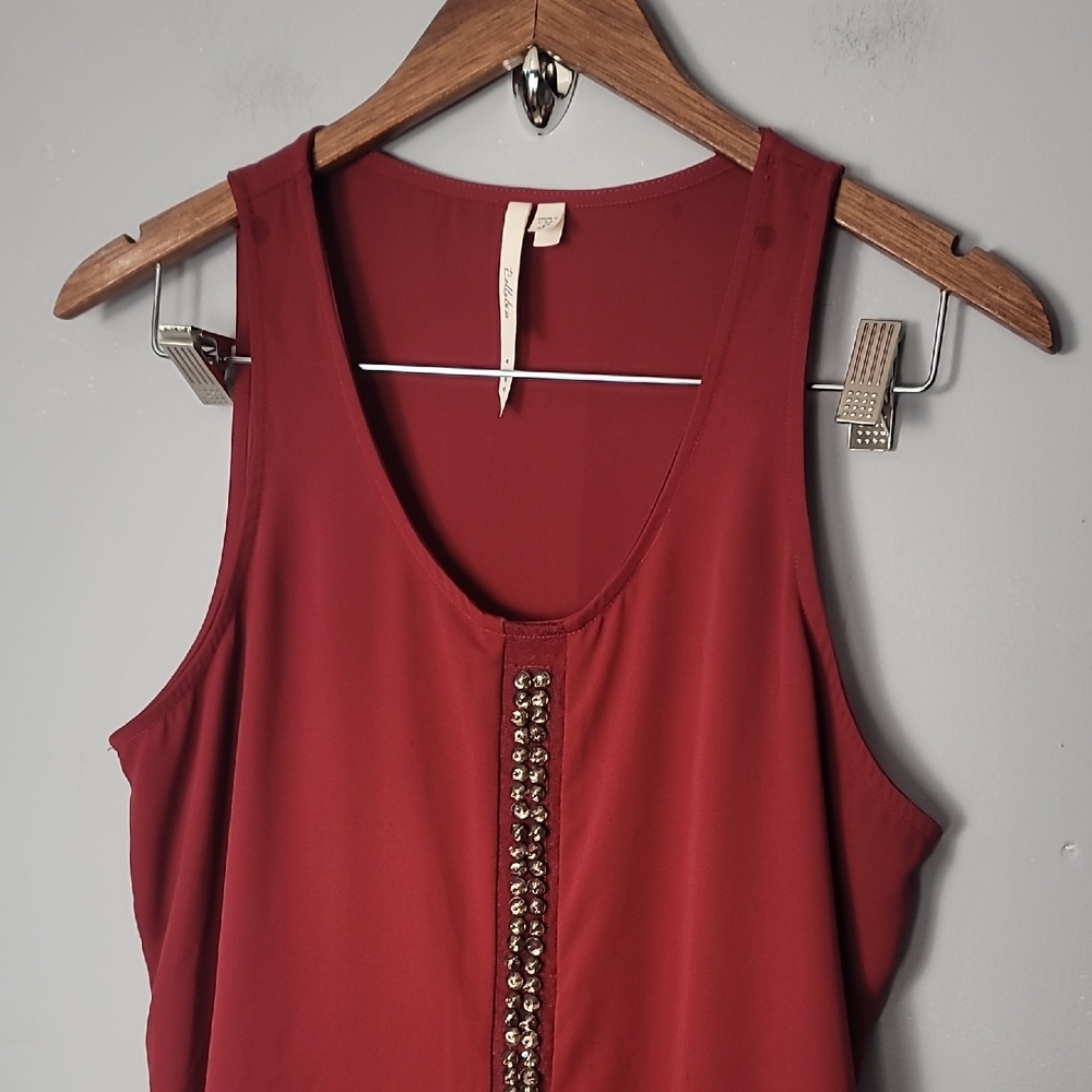 Bellatrix Embellished Red Tank Top with Sleeveless Design